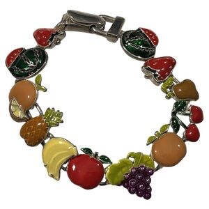 Fruit Charm Bracelet Watermelon Grapes Oranges Pineapples Cherries Magnetic